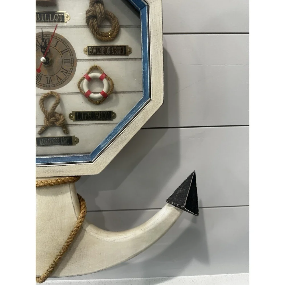 Nautical Anchor & Knot Clock - Coastal Beach Decor